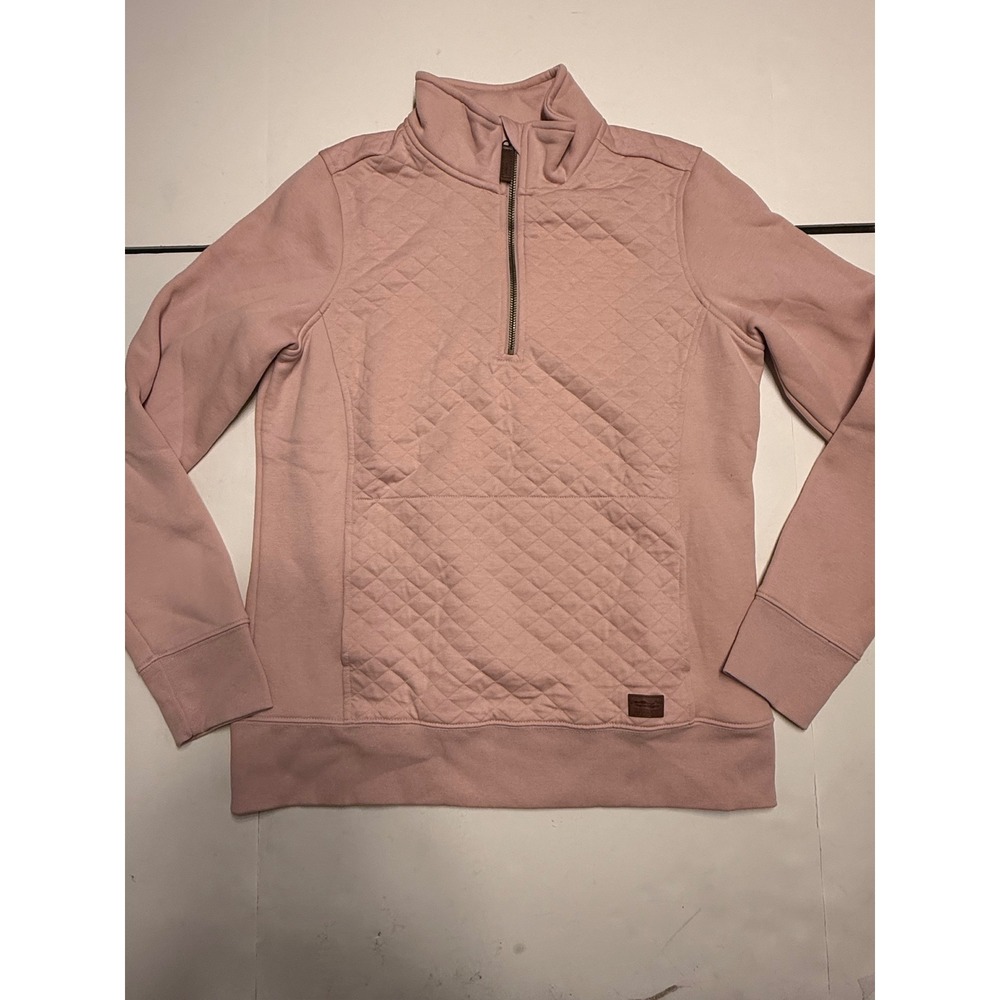 LL Bean Quilted Quarter Zip Pullover Sweatshirt Pink 502745 Womens Small